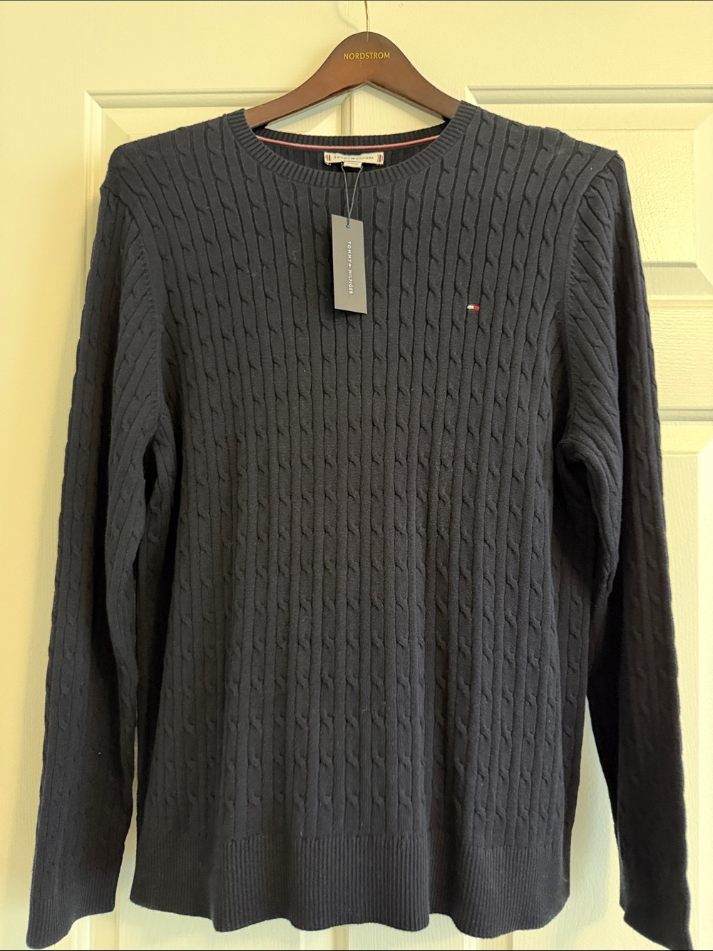 Tommy Hilfiger Men's Dark Navy Cable Knit Crewneck Sweater